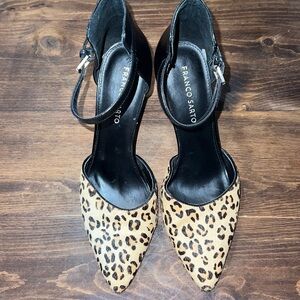 Franco Sarto Azura Black and Animal Print Heels - Black & Leopard Print